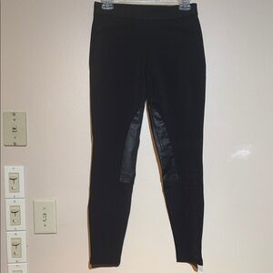 Theory Black Textured Leggings leather partial
